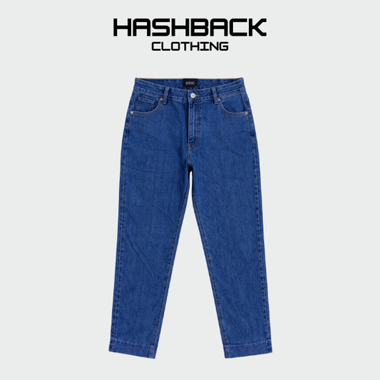 Women's Dark Blue Tapered Pants - Premium Denim Fit