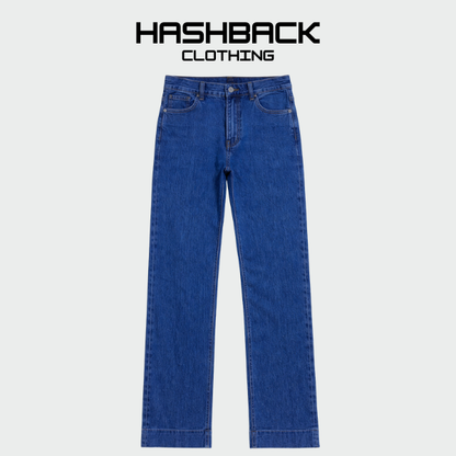 Women's Dark Blue Boot Cut Pants - Mid Rise
