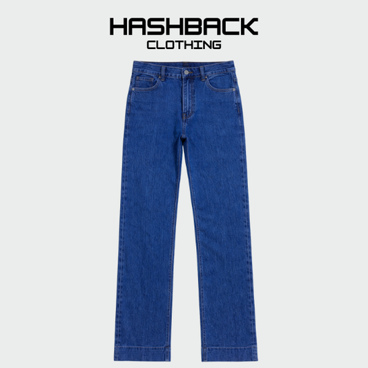 Women's Dark Blue Boot Cut Pants - Mid Rise