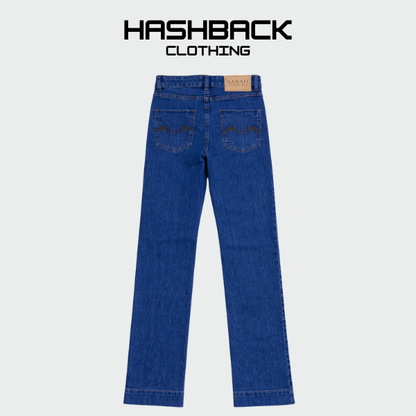 Women's Dark Blue Boot Cut Pants - Mid Rise