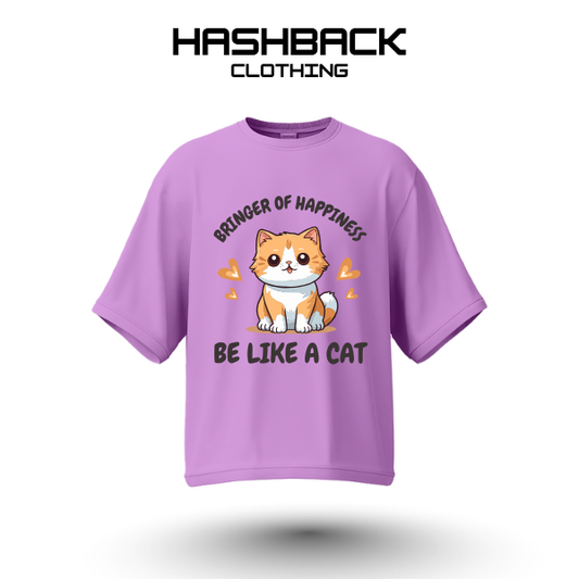 Hashback Drop shoulder Unisex Be like a Cat T-shirt Lilac