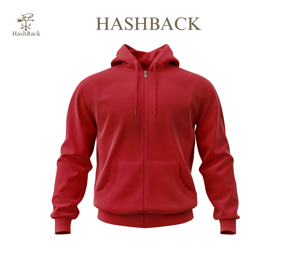 HashBack Plain Zipper Hoodie RED