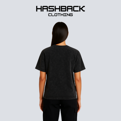 HASHBACK DROP SHOULDER ACID WASH TSHIRT-COAL OXIDE