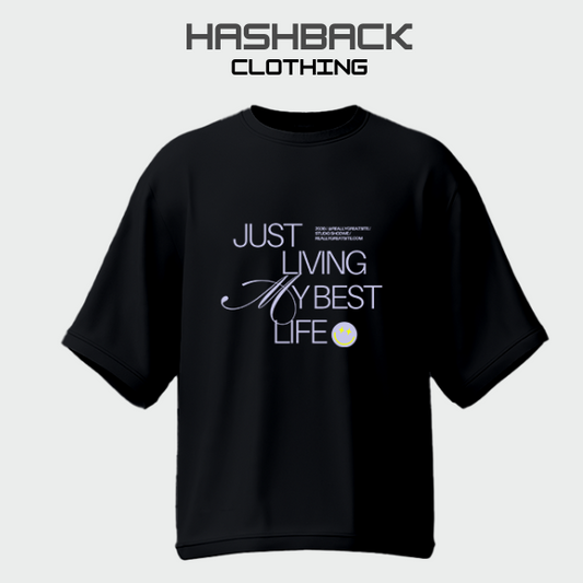 Hashback Drop Shoulder Tee (BLACK) Oversized Streetwear Tee for Women