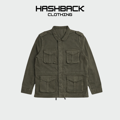 White Utility Cargo Jacket - Premium 4 Pocket Field Jacket for Men | Cotton Streetwear