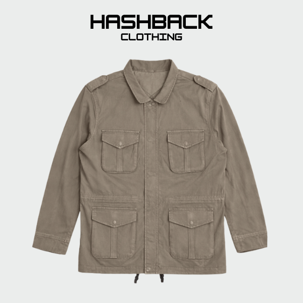 White Utility Cargo Jacket - Premium 4 Pocket Field Jacket for Men | Cotton Streetwear