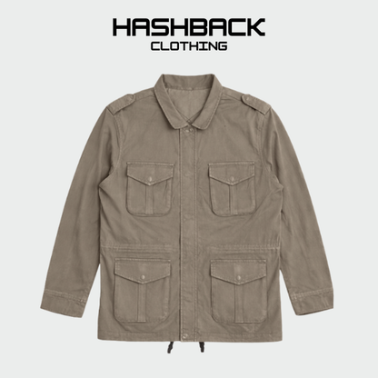 White Utility Cargo Jacket - Premium 4 Pocket Field Jacket for Men | Cotton Streetwear