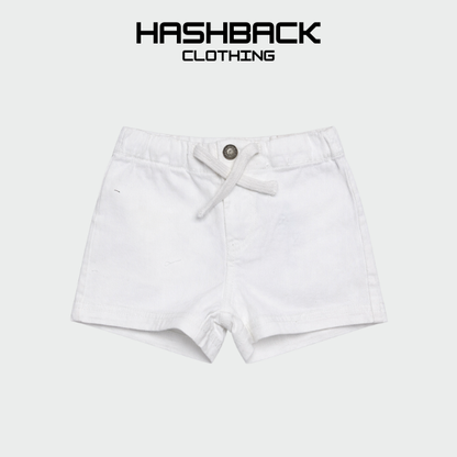 Girls White Denim Mini Shorts