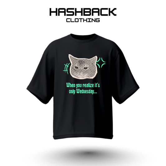 Hashback Drop shoulder Unisex Wednesday T-shirt Black