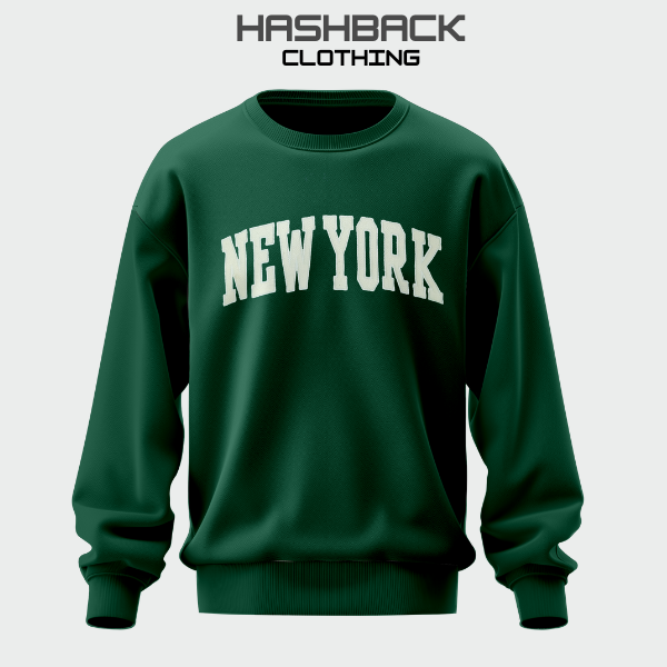 Embroidery Sweatshirt Oversized Drop Shoulder Crew Neck Mix Embroidery Article