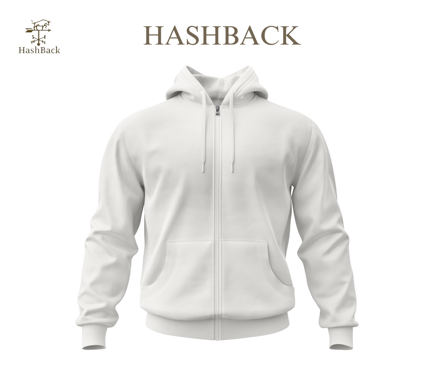 HashBack Plain Zipper Hoodie WHITE