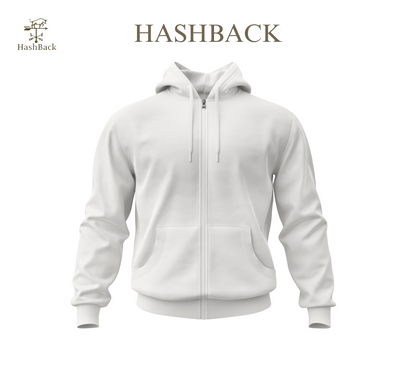 HashBack Plain Zipper Hoodie WHITE