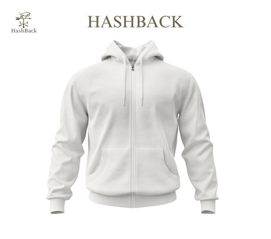 HashBack Plain Zipper Hoodie WHITE
