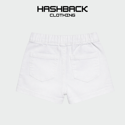 Girls White Denim Mini Shorts