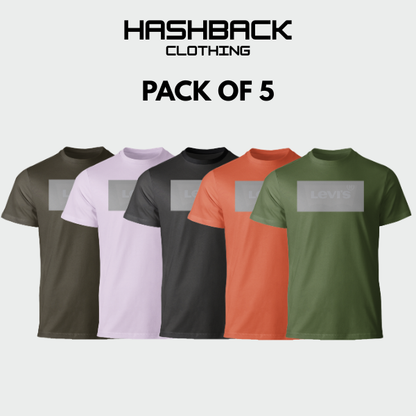 Crew Neck T Shirt For Men - Pack of 5 Mix