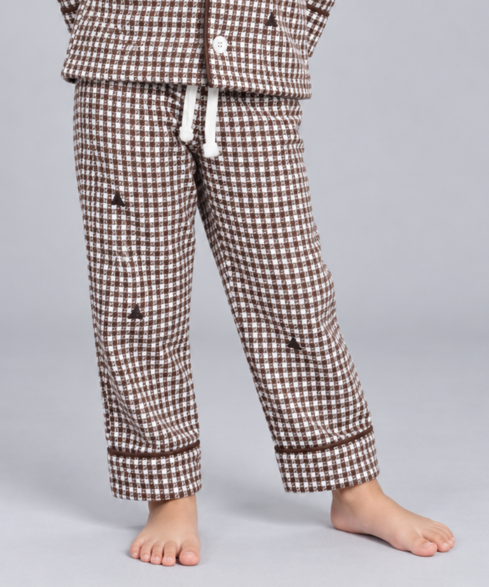 Kids Unisex Printed Night Suit – Flannel Yarn Dyed