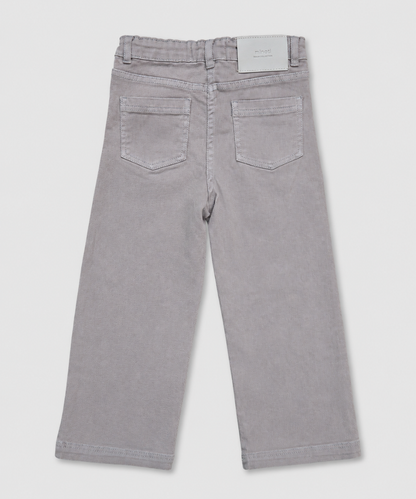 Kids Wide Leg Grey Denim Pant - Flat Lay