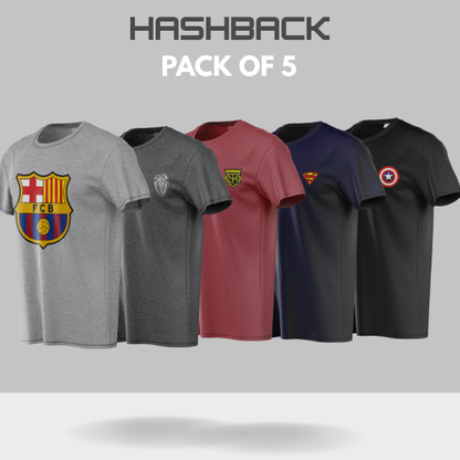 Crew Neck T Shirt For Men - Pack of 5 Mix