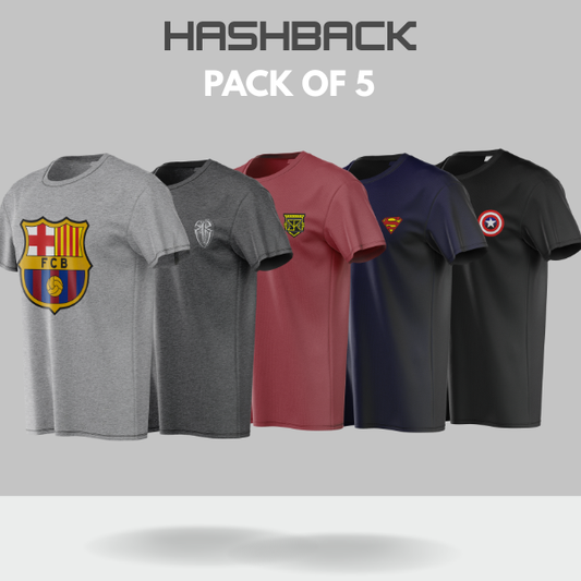 Crew Neck T Shirt For Men - Pack of 5 Mix