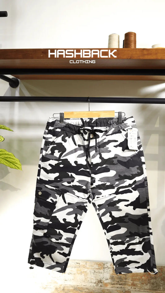 Men's Camo 2 Quarter Length Cargo Shorts with Drawstring Waist & Side Pocket – Casual Summer Wear