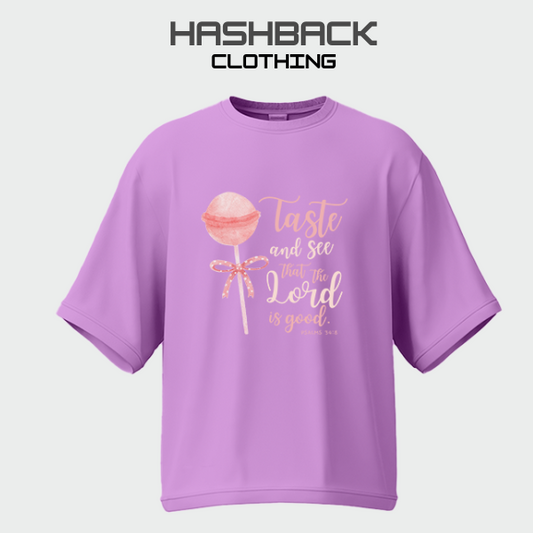 Hashback Drop Shoulder Tee Taste (lilac) Oversized Streetwear Tee for Women