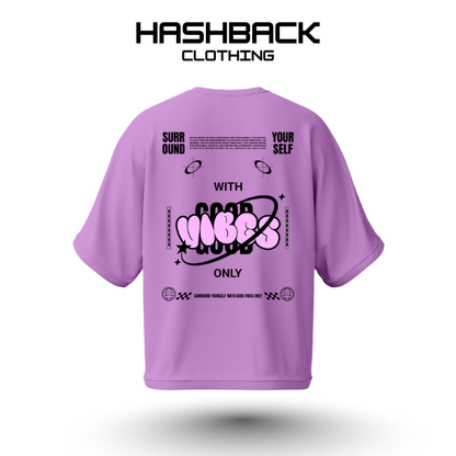 Hashback Drop shoulder Unisex Good Vibes T-shirt Lilac