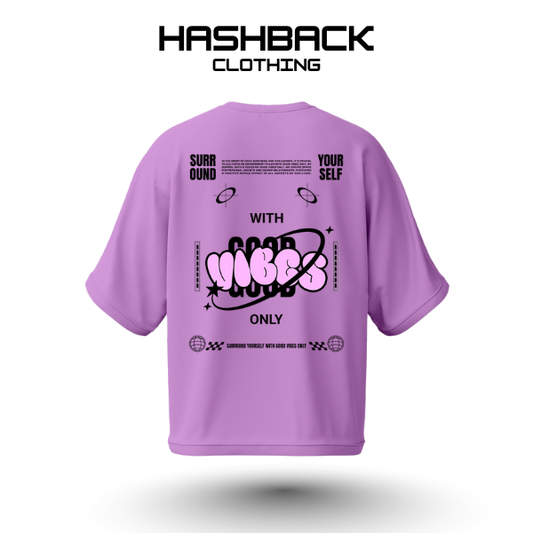 Hashback Drop shoulder Unisex Good Vibes T-shirt Lilac