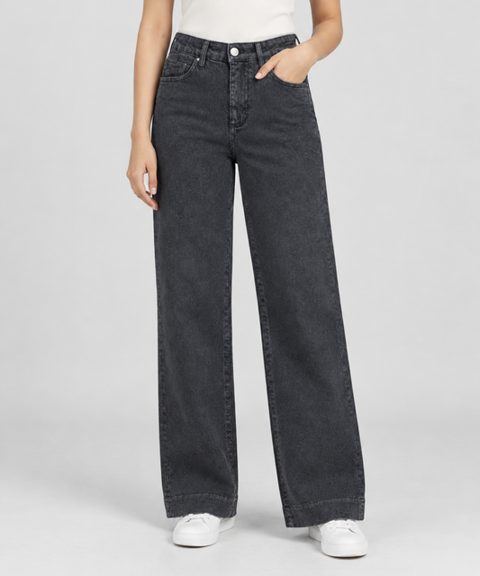 Women’s Charcoal Wide-Leg Denim Pants