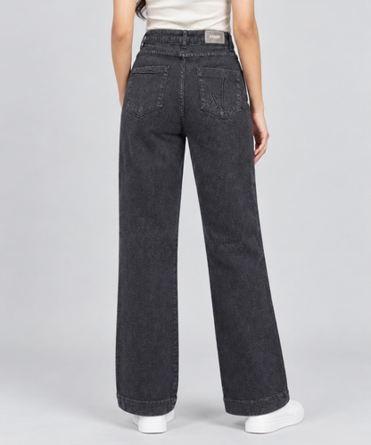 Women’s Charcoal Wide-Leg Denim Pants