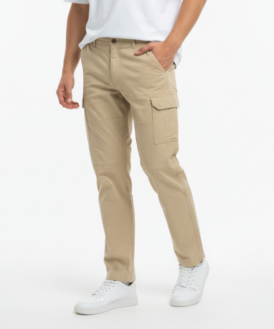 Men's Cotton Cargo Pants with Drawstring