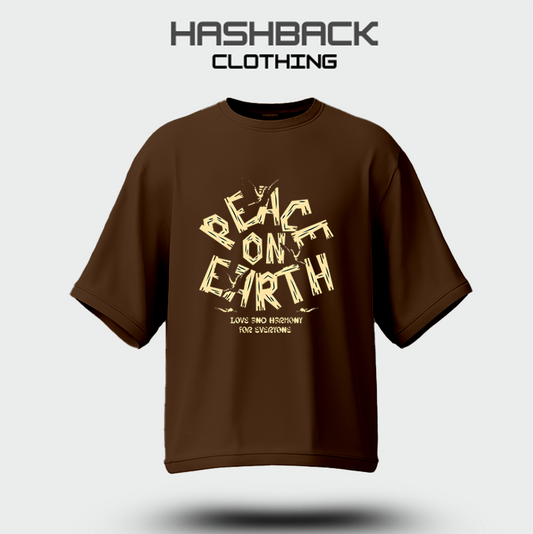 Drop Shoulder Peace On Earth (Brown)