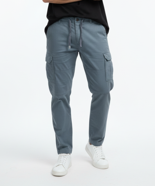 Men's Cotton Cargo Pants with Drawstring