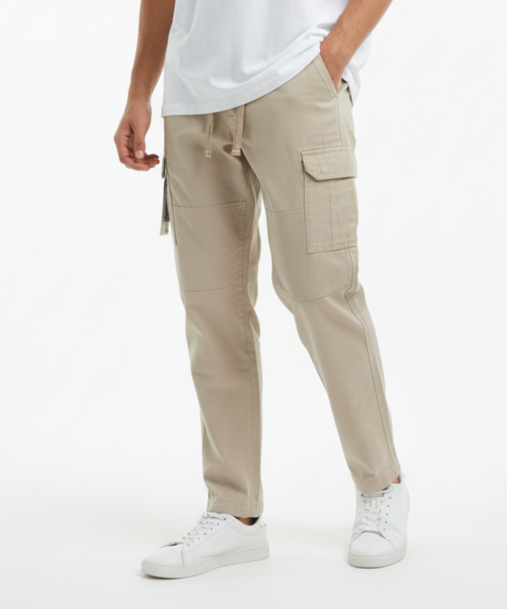 Men's Cotton Cargo Pants with Drawstring