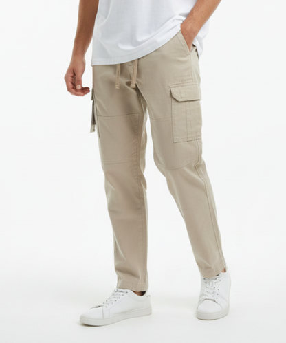 Men's Cotton Cargo Pants with Drawstring