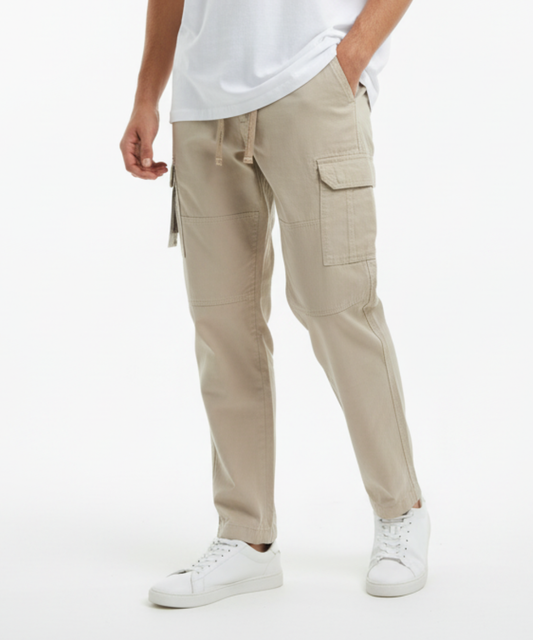 Men's Cotton Cargo Pants with Drawstring