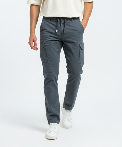 Men's Cotton Cargo Pants with Drawstring
