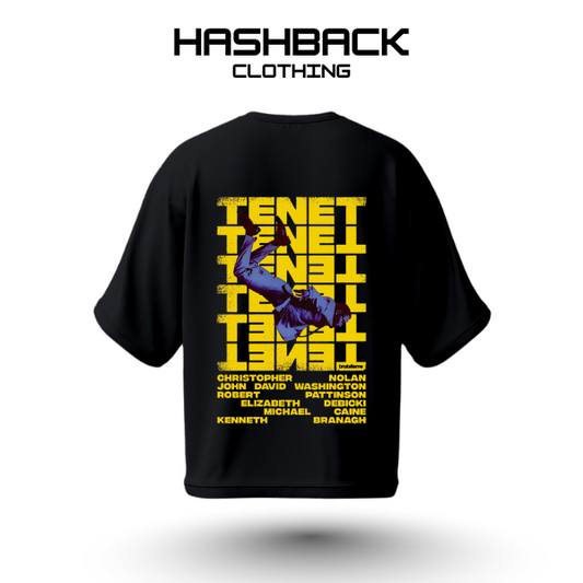 Hashback Drop shoulder Unisex Tenet T-shirt BLACK