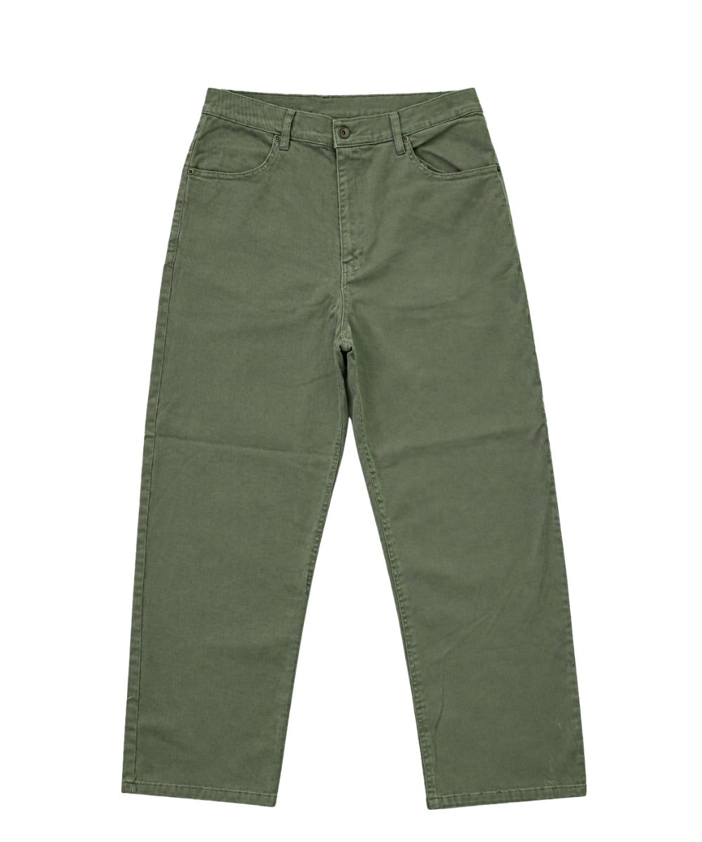 Women’s Olive Green Straight-Leg Denim Pants
