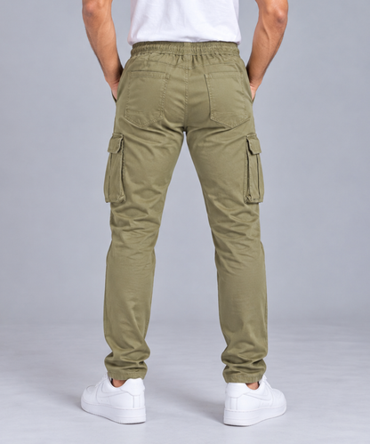 Men's Cargo Jogger Trousers with Flap Pockets-HB