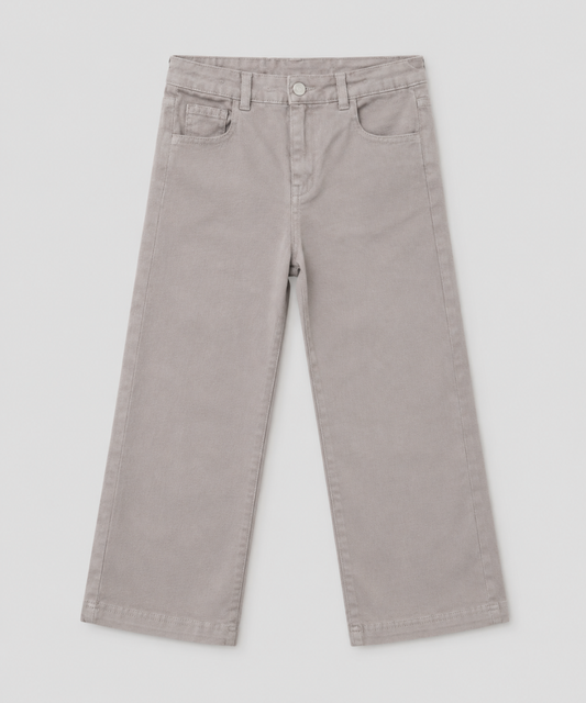 Kids Wide Leg Grey Denim Pant - Back View