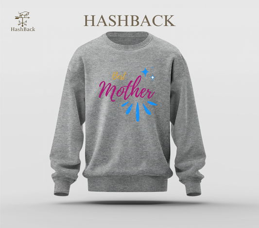 Printed Sweatshirt Drop Shoulder - Best Mother - Grey