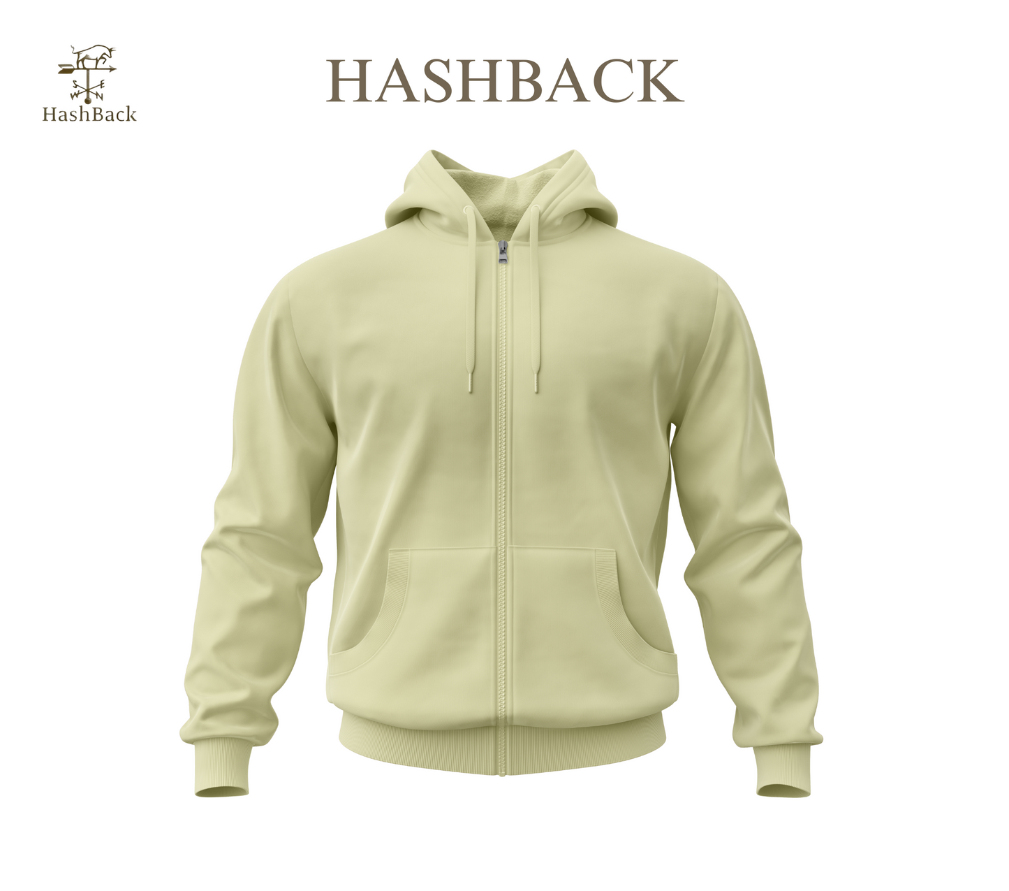 HashBack Plain Zipper Hoodie D22 LGHT BEIGE Big & Tall