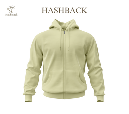 HashBack Plain Zipper Hoodie D22 LGHT BEIGE Big & Tall