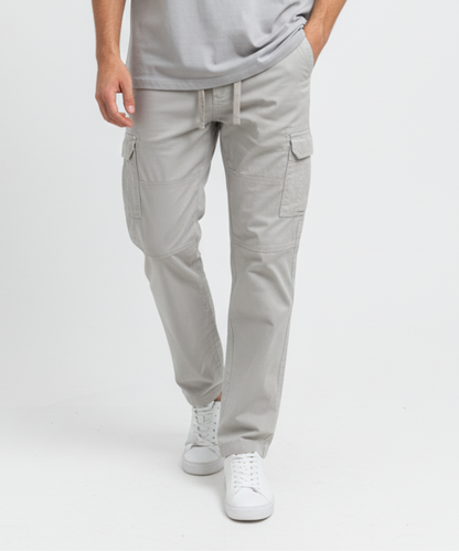 Men's Cotton Cargo Pants with Drawstring