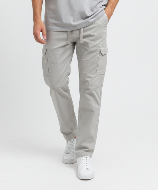 Men's Cotton Cargo Pants with Drawstring
