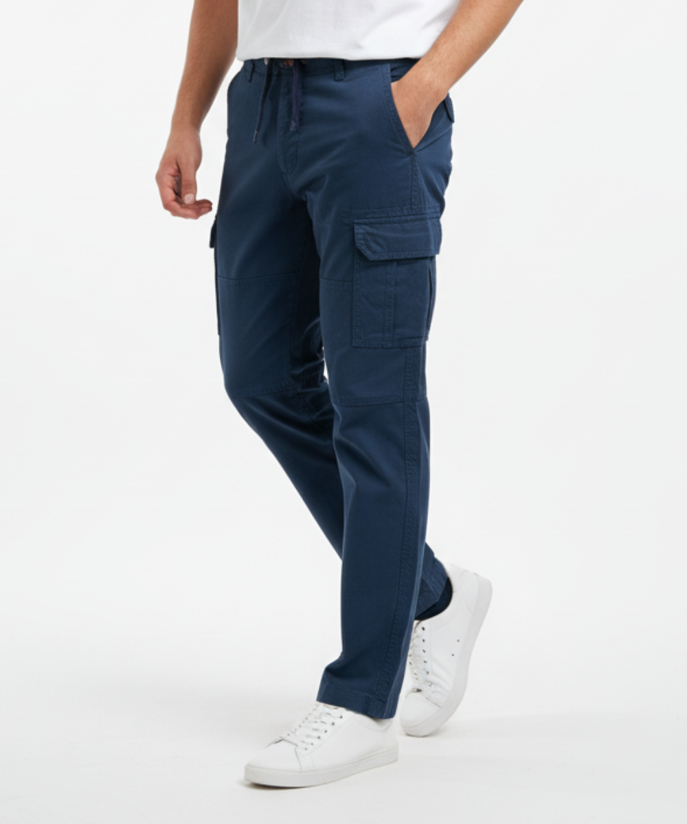 Men's Cotton Cargo Pants with Drawstring