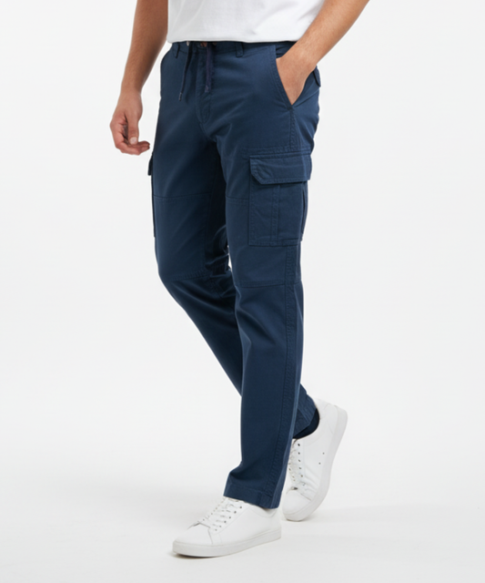 Men's Cotton Cargo Pants with Drawstring