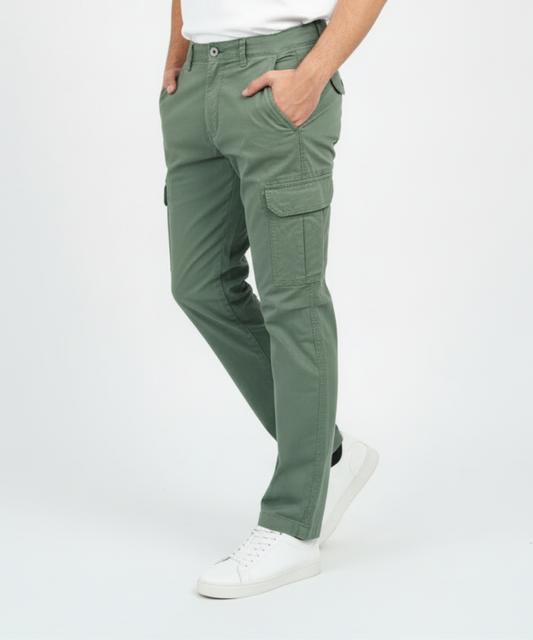 Men's Cotton Cargo Pants with Drawstring
