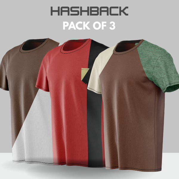 Crew Neck T Shirt For Men - Pack of 3 Mix