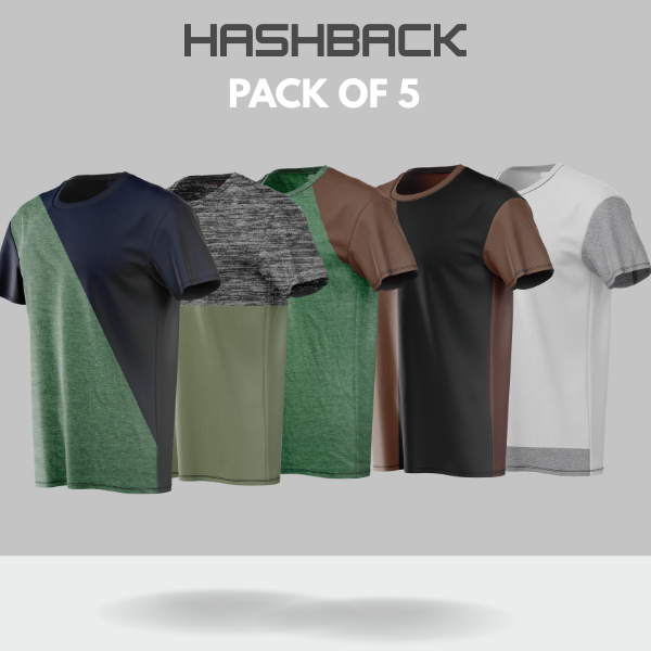 Crew Neck T Shirt For Men - Pack of 5 Mix
